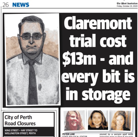 ClaremontTrialCost$13MillionAndEveryBitIsInStorage_WestAustralian23dDec2022Ph1